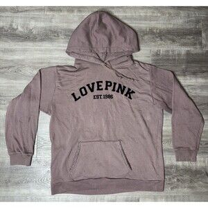 Brown Victorias Secret Love Pink Hoodie XL Sherpa Lined Warm Pockets Drawstring